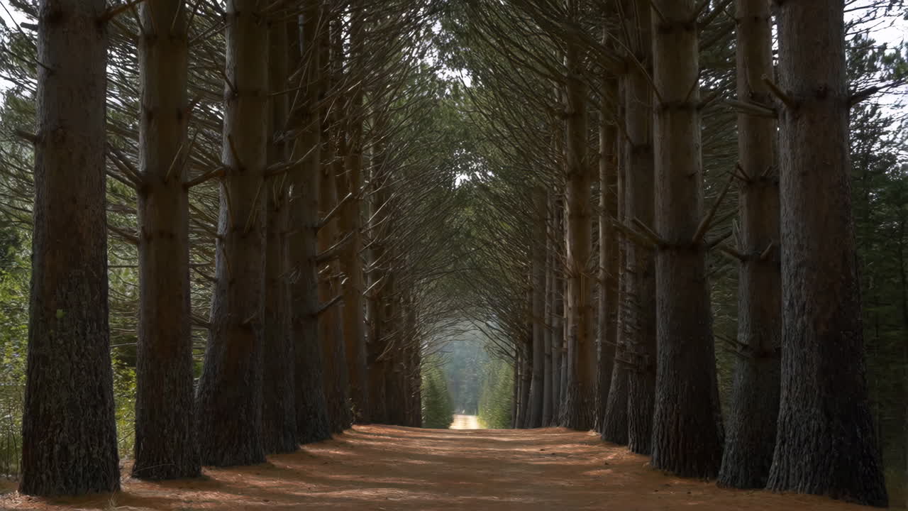 Scenic Path Through a Pine Forest