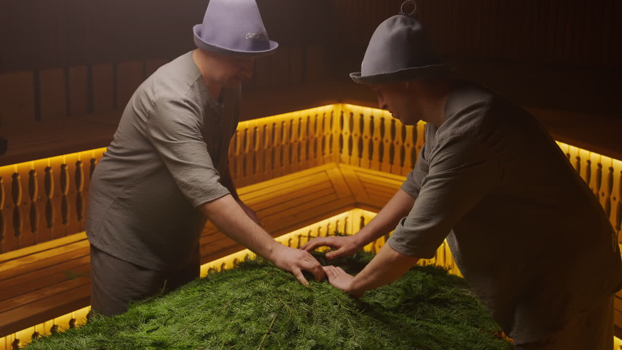 Preparing a Sauna with Fir Branches
