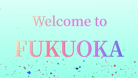 bienvenido a fukuoka mensaje de texto animación gráficos en movimiento