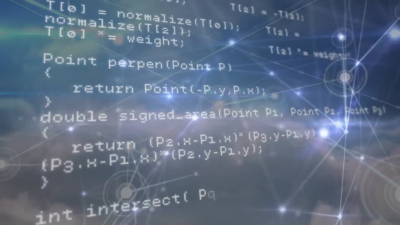animación del procesamiento de datos y la red de conexiones