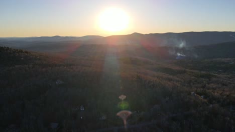 An-aerial-drone-shot-of-Vermont-in-the-winter-time-in-new-England-USA