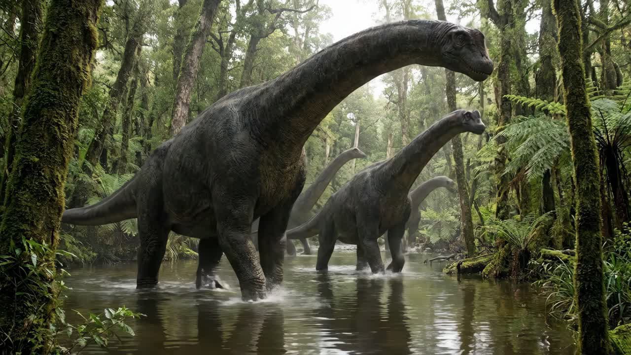 I dinosauri in una foresta lussureggiante