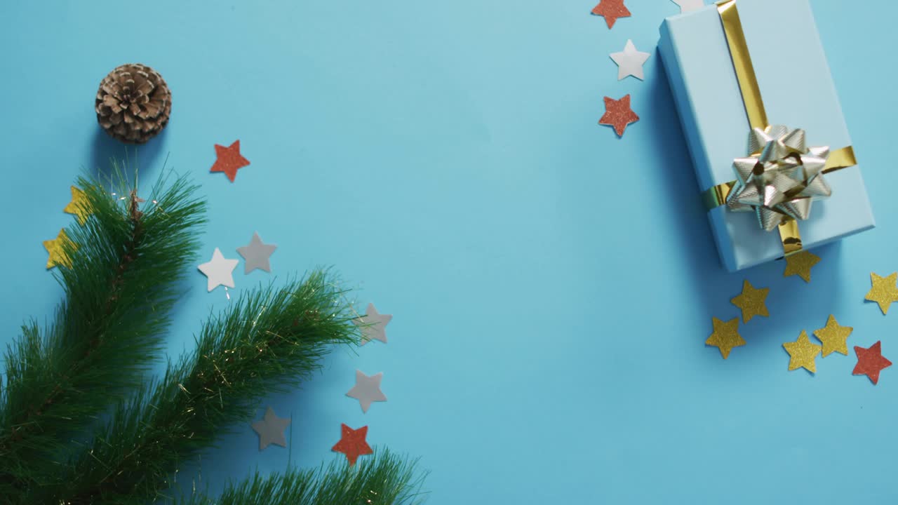 On load CLICK HERE neon pulsing and chevrons shifting color to prompt clicks in holiday flat-lay