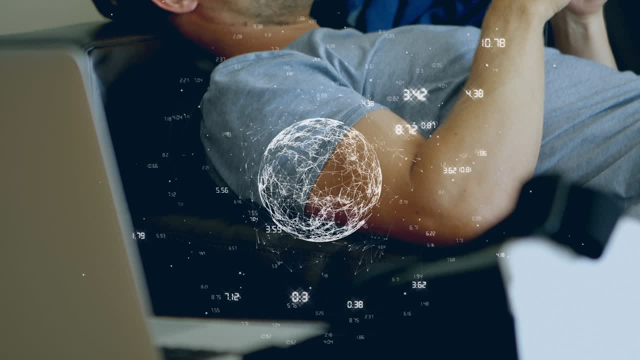 анимация цифрового глобуса и обработка данных над человеком с помощью смартфона