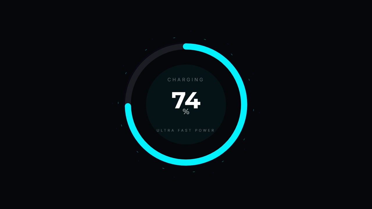 Digital Battery Charging Progress Indicator Animation