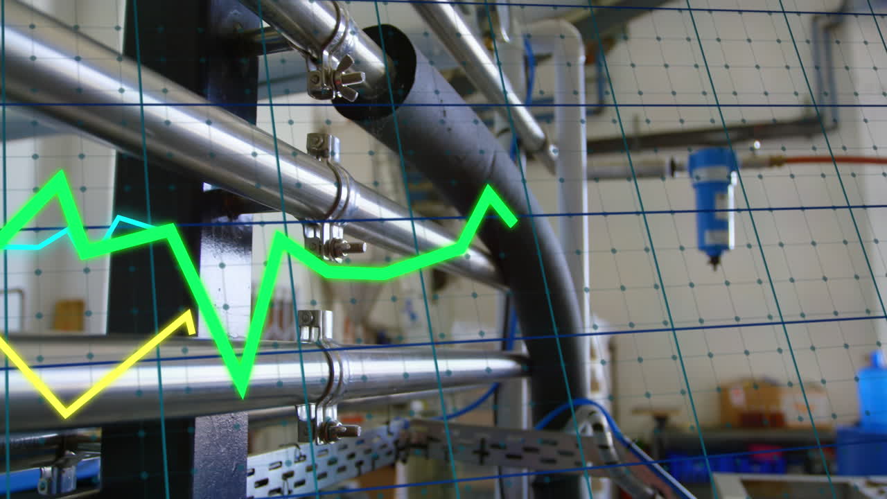 공장 위의 금융 데이터 처리 애니메이션