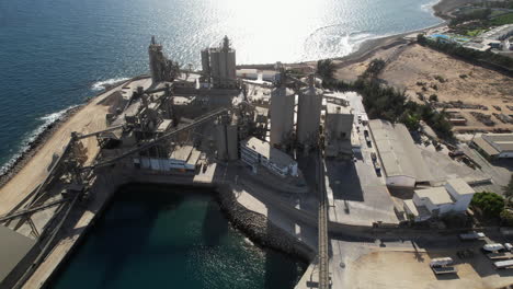 aerial shot in orbit and with a medium shot of the arquineguin cement factory