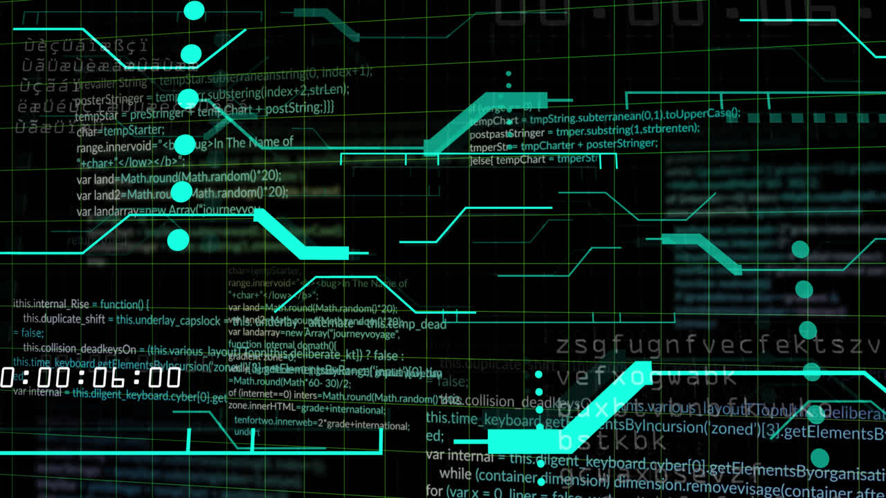 Animation of data processing on black background