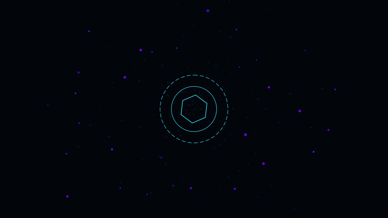 Abstract Digital Hexagon Animation with Pulsing Light Particles