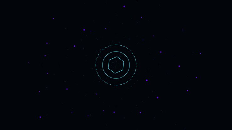 Abstract Digital Hexagon Animation with Pulsing Light Particles