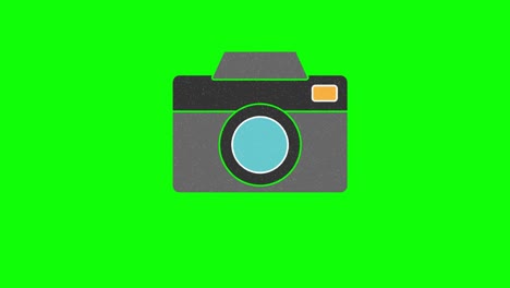 camera hand drawn green screen. floating loop animation