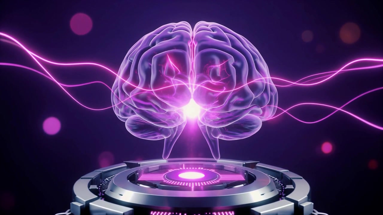 Digital Human Brain Model with Glowing Neural Network Connections