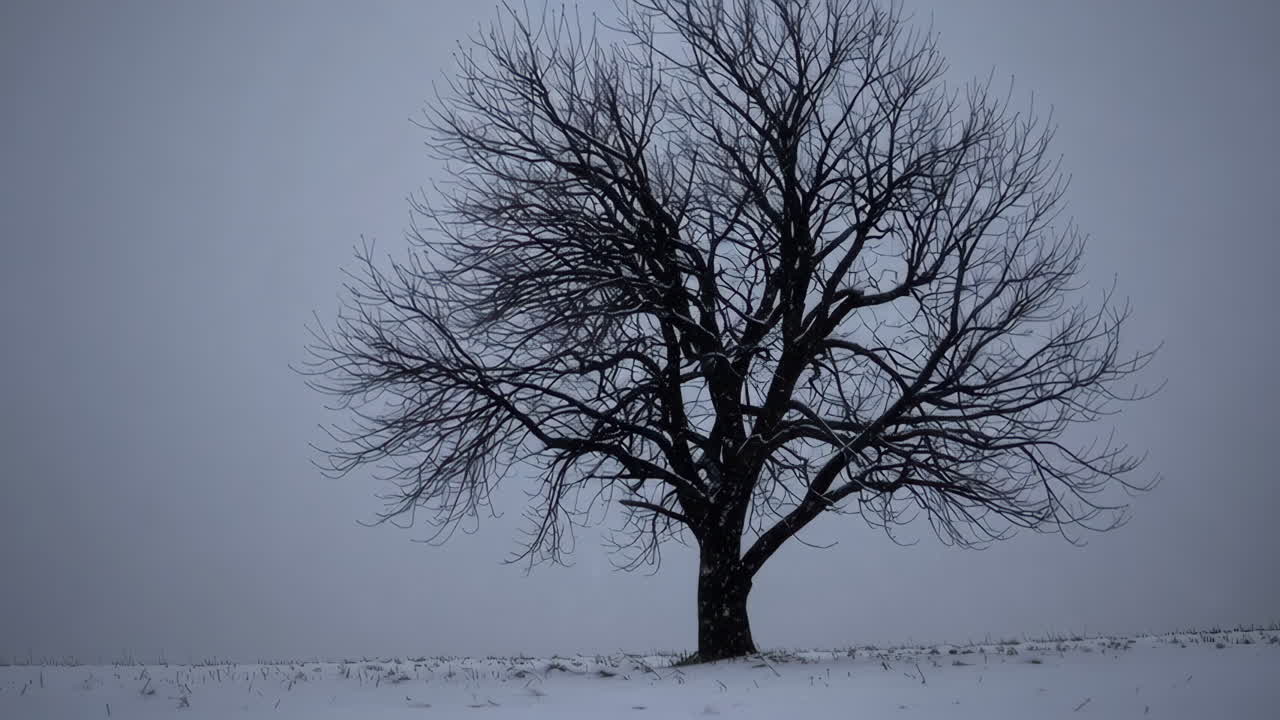 Lonely Tree in Winter Snow