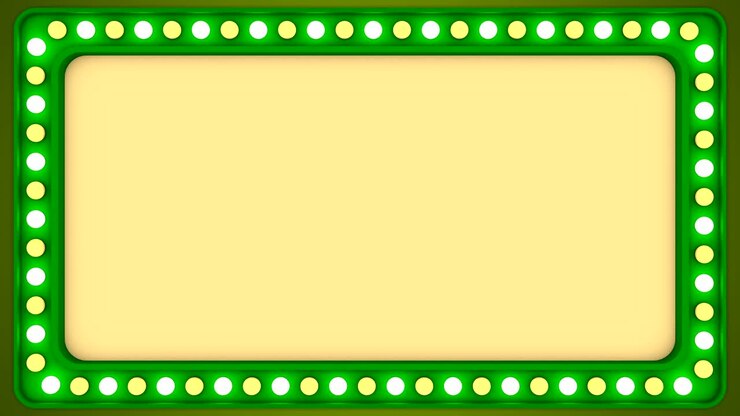 Flashing light bulbs green frame border screen sign casino background loop