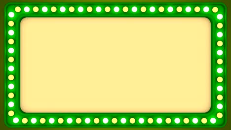 flashing light bulbs green frame border screen sign casino background loop