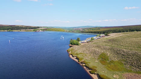 aerial footage of winscar reservoir yorkshire uk