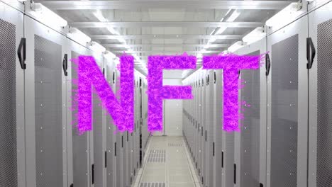 animación del texto nft sobre la sala del servidor