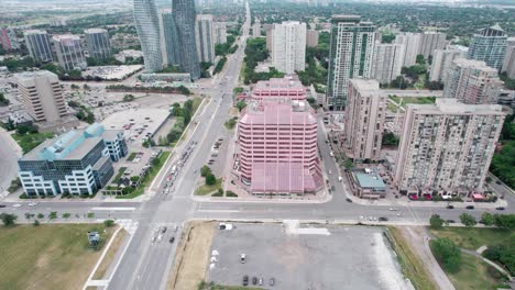 Slow-Sideways-View-of-City-Drone