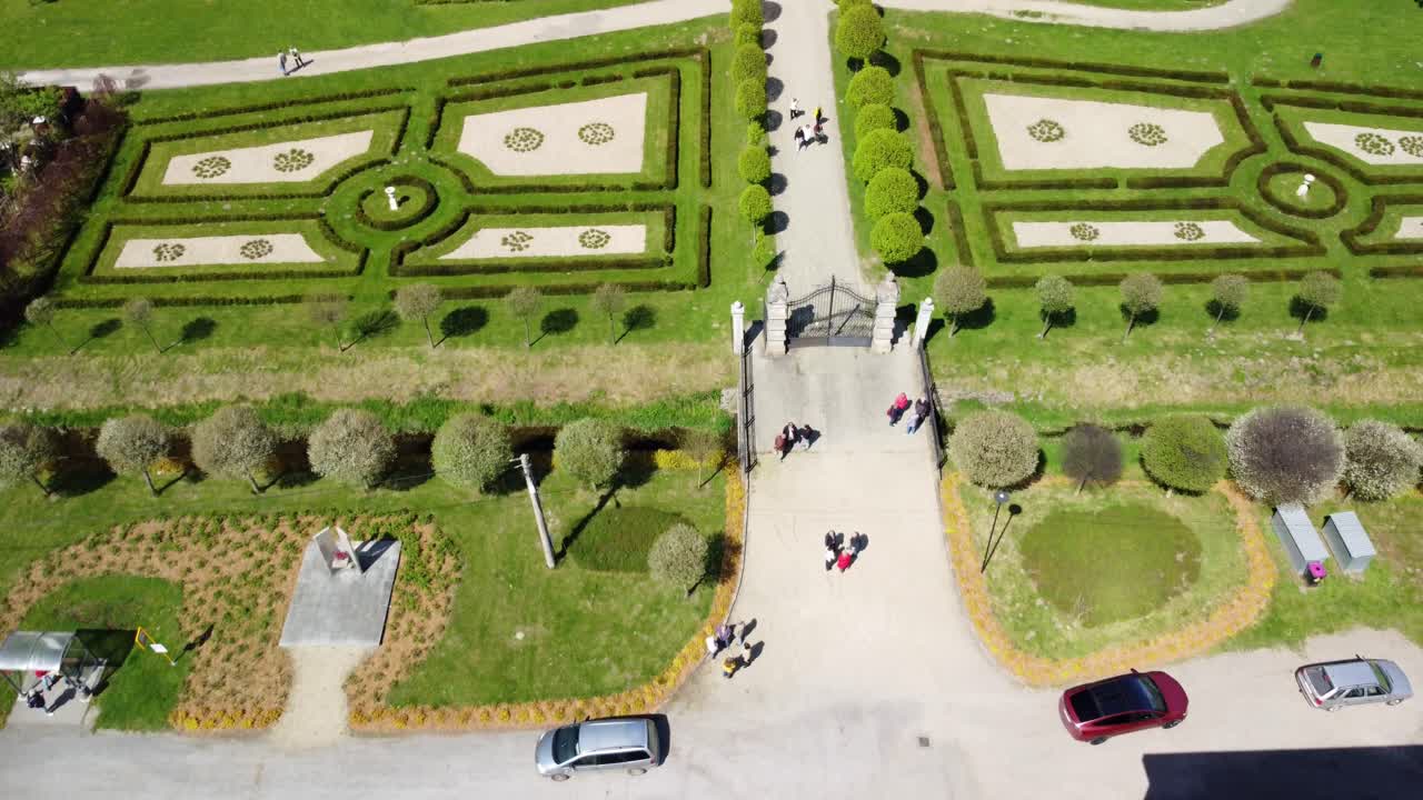 State Slezké Rudoltice Castle called pearl of Osoblazsko. Castle is a uniquely preserved complex of baroque buildings and garden architecture, Czech Republic 4K