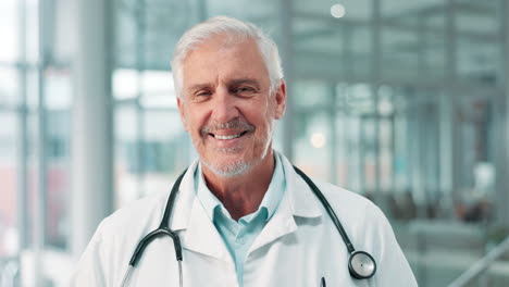 portrait of a smiling senior doctor with a stethoscope