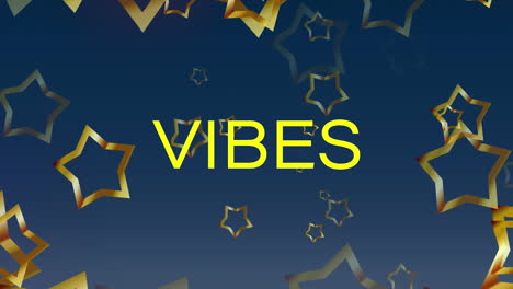 animation of vibes text over stars on blue background