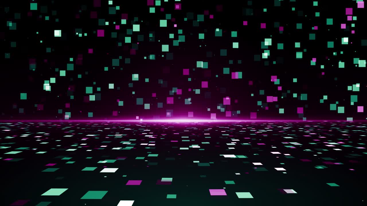 Grün-rosa Partikel für Event, Game-Trailer, Titel, kinoreifer Konzertbühnen-Hintergrund-Loop