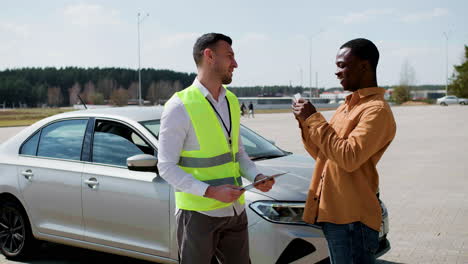 man receiving driving license