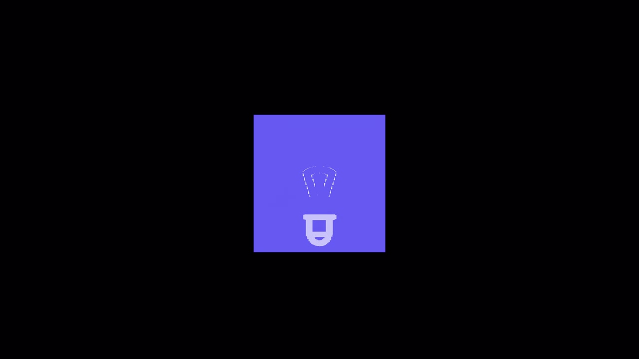 Icona animata di lampadina su sfondo viola