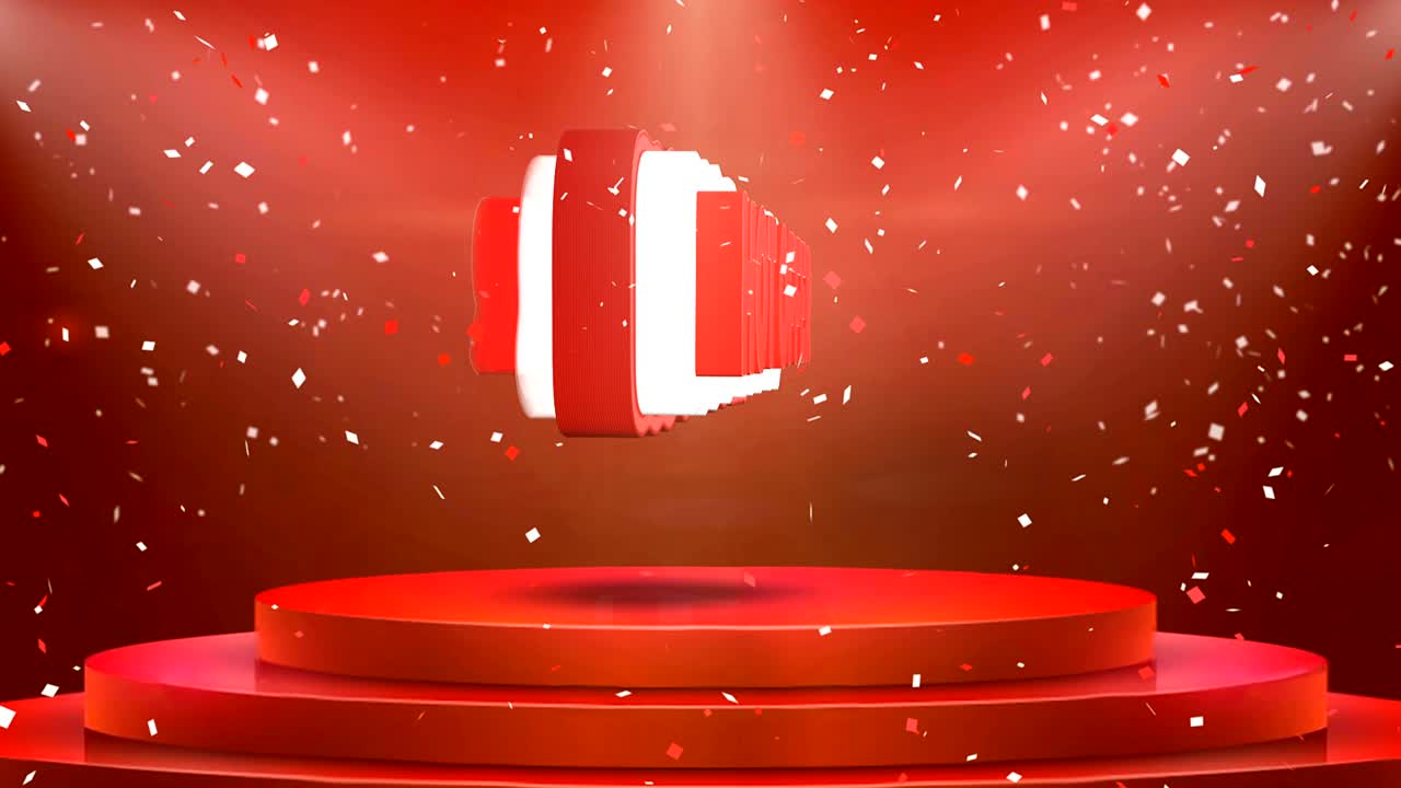 뜨거운 제안 텍스트 애니메이션 무대 포디움 콘페티 루프 애니메이션