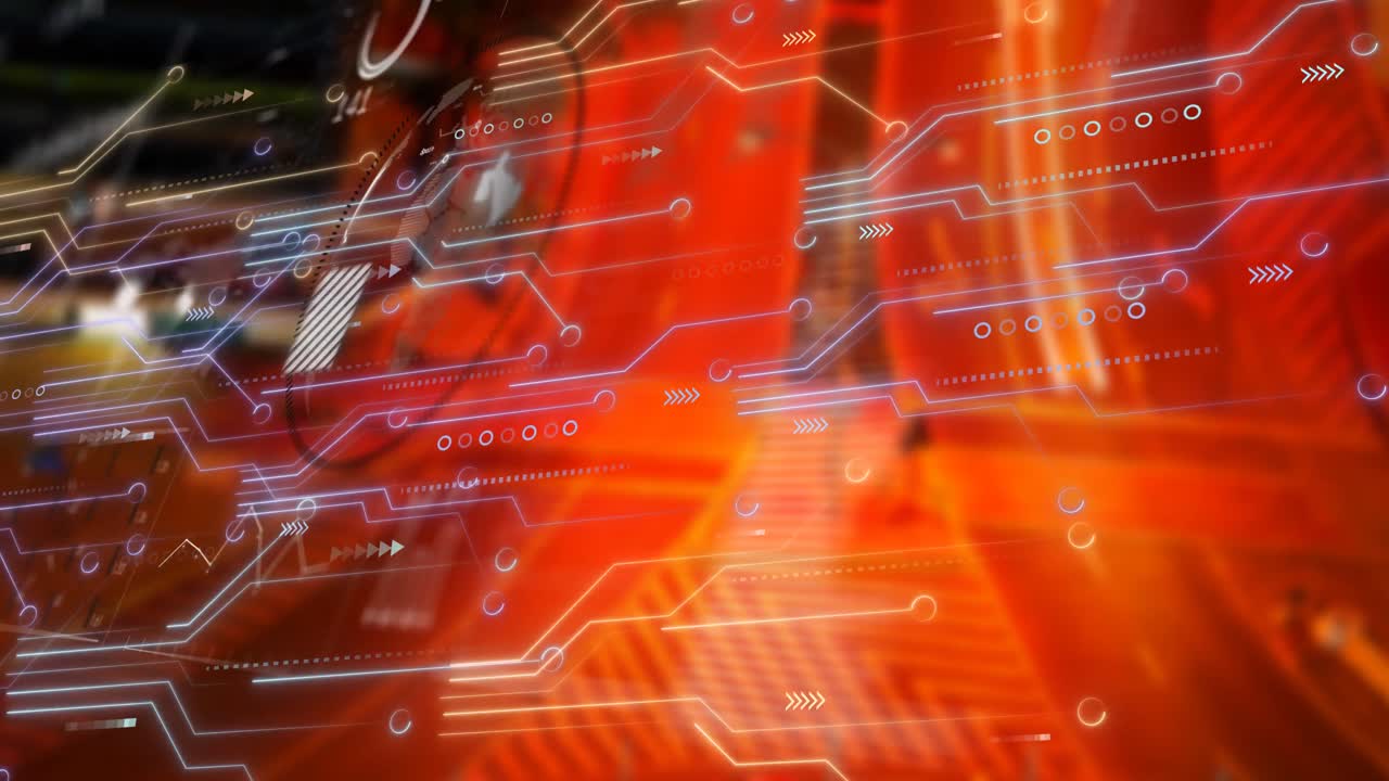 animación del procesamiento de datos, el paisaje urbano y las conexiones