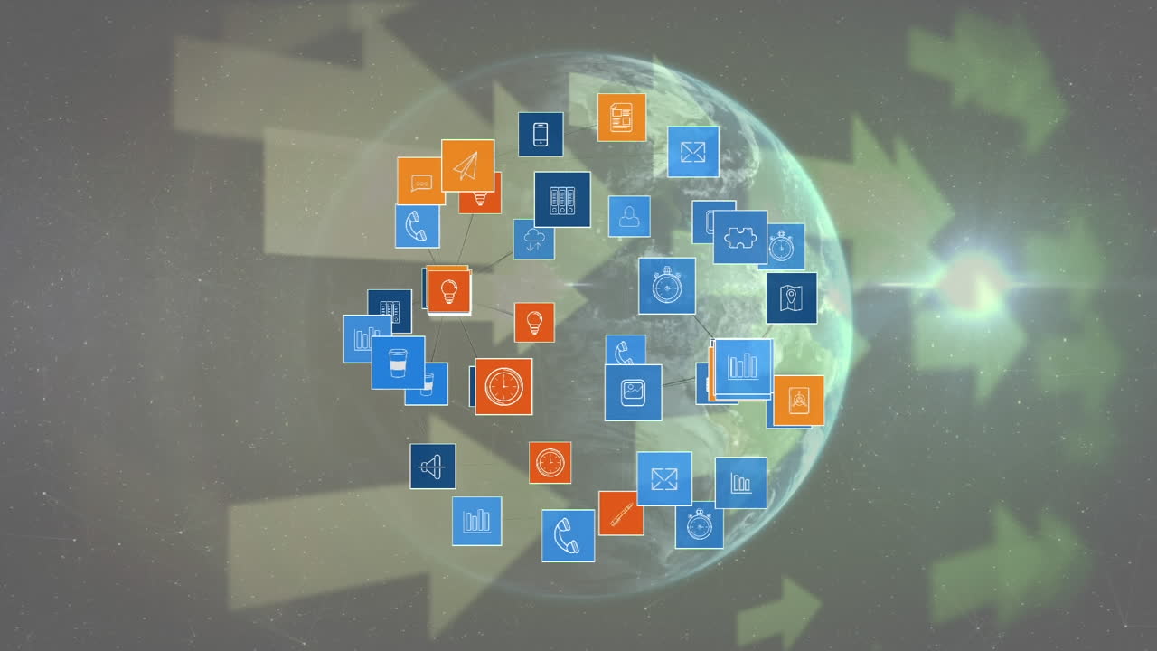 iconos de aplicaciones digitales y globo