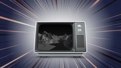 television with a river and mountains on its screen