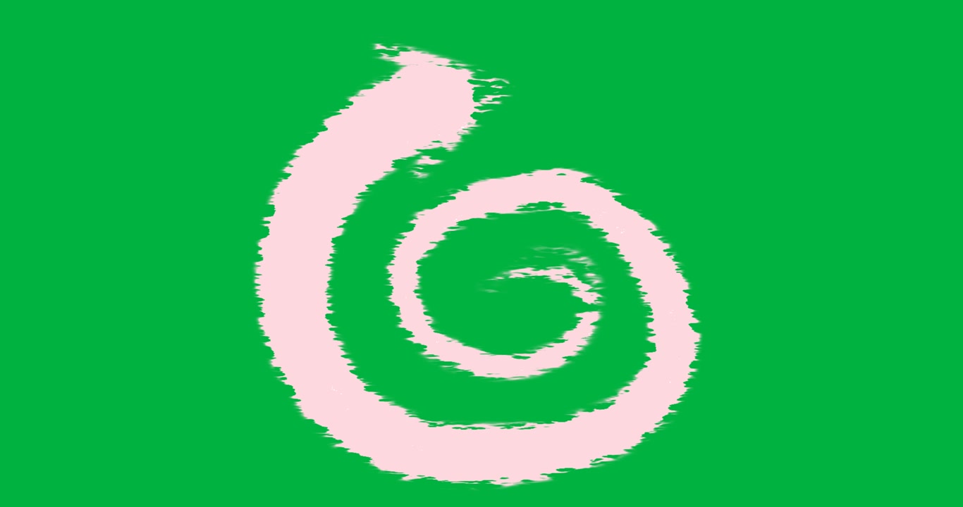 All'avvio, una tela trasparente con un rettangolo rosa che svanisce si trasforma in una spirale che si estende in una barra.