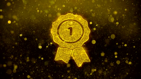 ribbon award icon golden glitter shine particles.