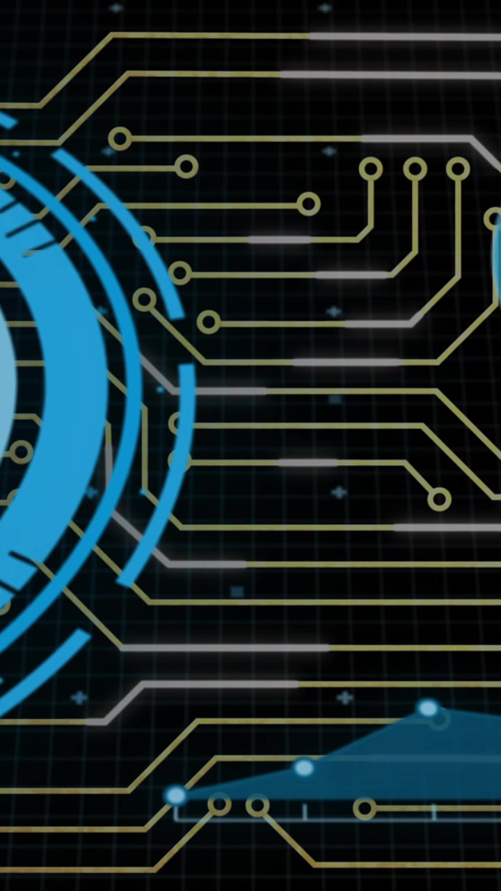 Animation of circles and graph over grid pattern against black background