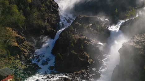 4k cinematic drone orbit of latefossen, norway