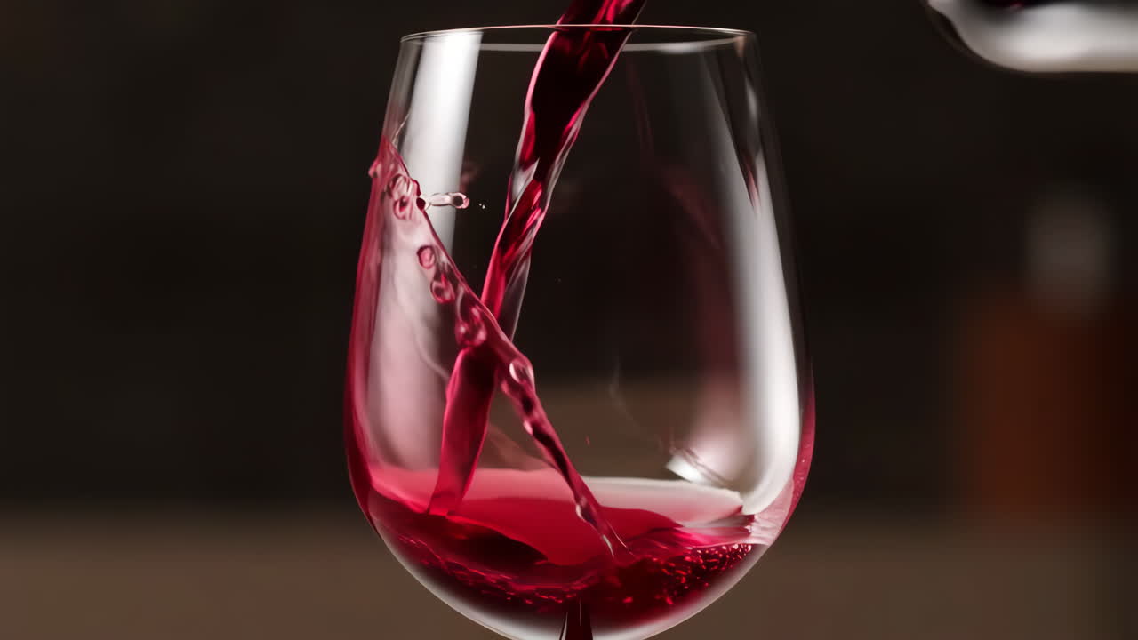 Il vino rosso versato nel bicchiere