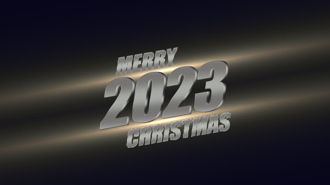 2023 y feliz navidad con confeti dorado volador y brillos en el cielo azul