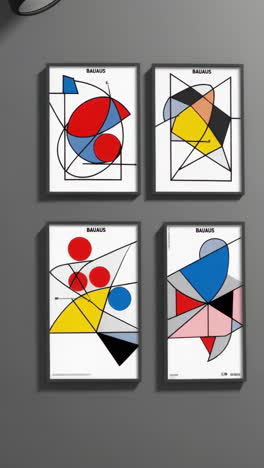 collection of bauhaus style abstract geometric art posters