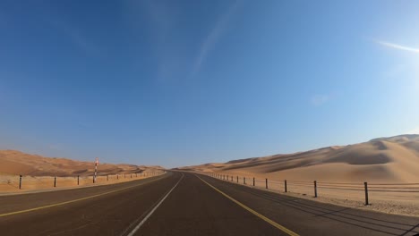 Lonely desolated desert road No Cars in middle east, Car POV hyperlapse