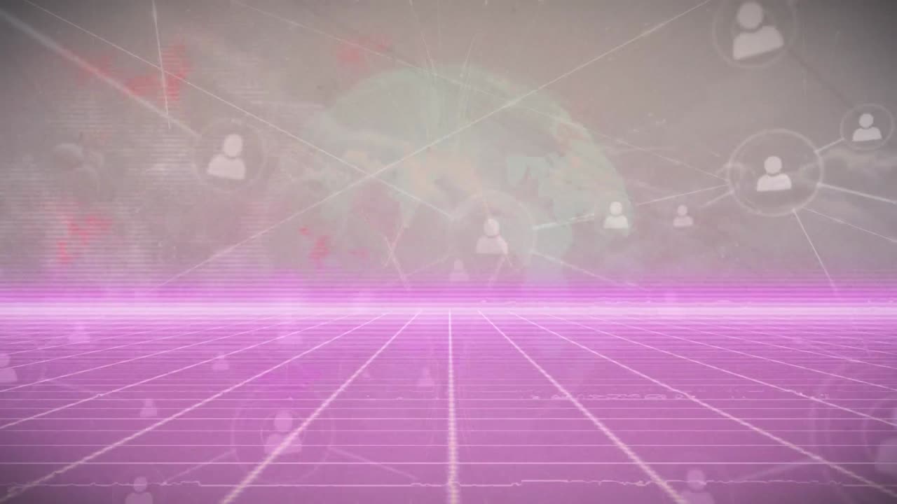 클라우드와 그리드를 통한 연결 네트워크의 애니메이션