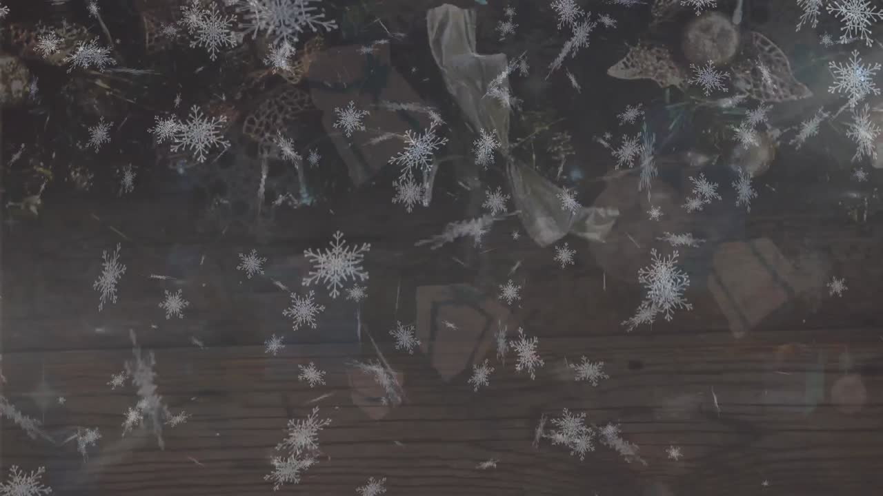 animación de nieve cayendo sobre un fondo oscuro