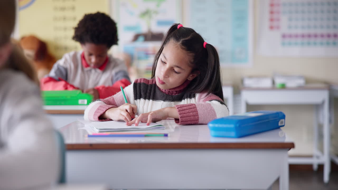 Students working in a classroom