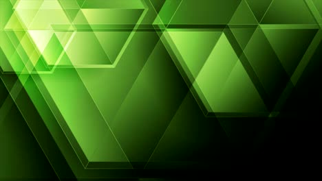 green abstract tech motion background with glossy polygons