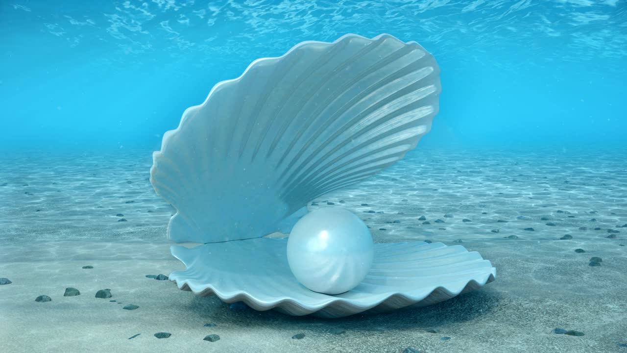 hermosa perla en la concha en el fondo del mar