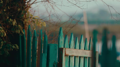 rustic teal wooden fence