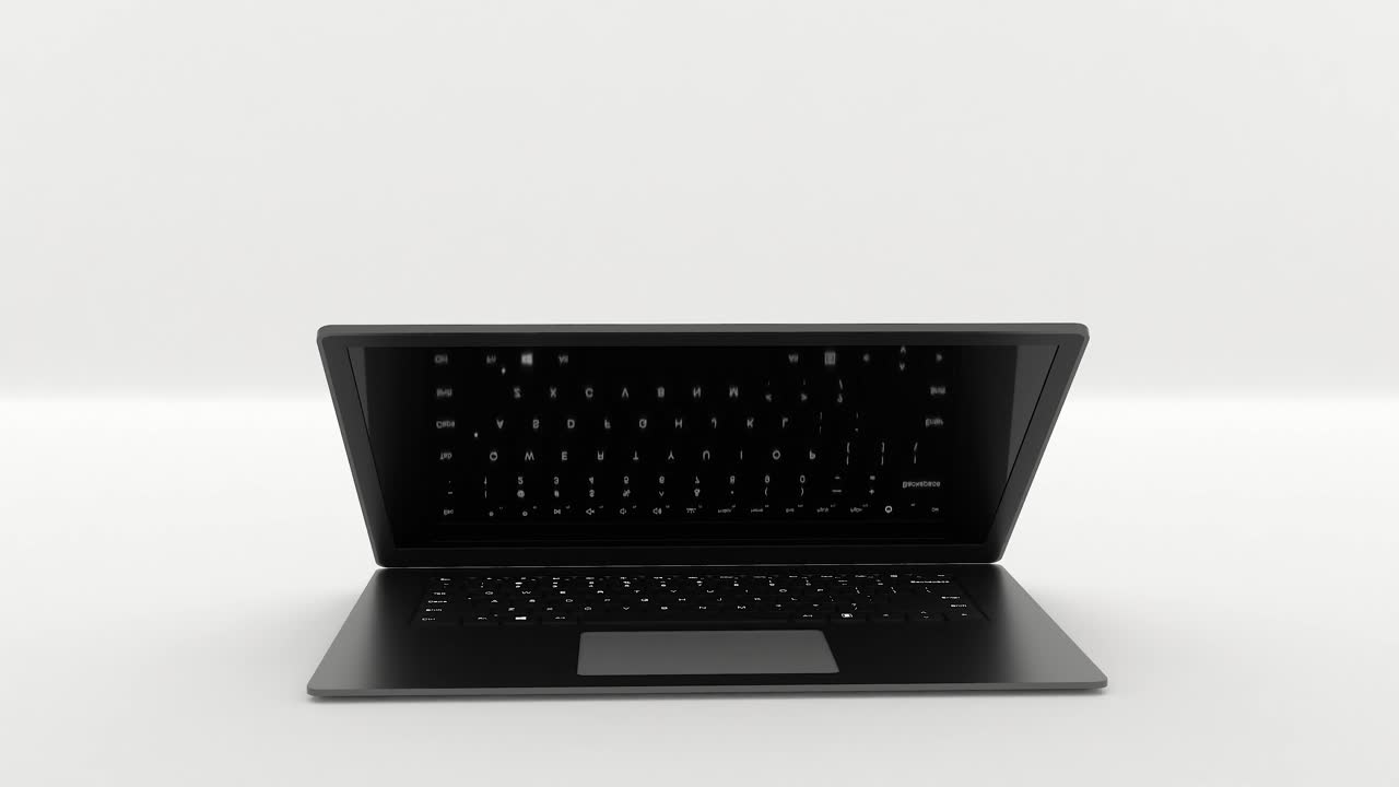 transición de alejamiento de la computadora portátil delgada desde la pantalla verde apague el fondo transparente 4k