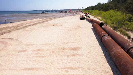 beach dredging aerial shot