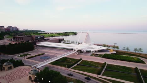 cinematic aerial of milwaukee wisconsin, usa