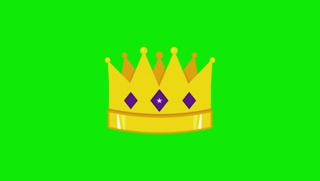 Animación-Del-Icono-De-La-Corona-Del-Rey-O-La-Reina.-Brillo-Brillante-De-La-Corona.-Animación-En-Bucle-Con-Canal-Alfa,-Pantalla-Verde.